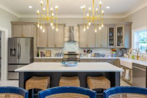 Contemporary kitchen design with stainless steel appliances